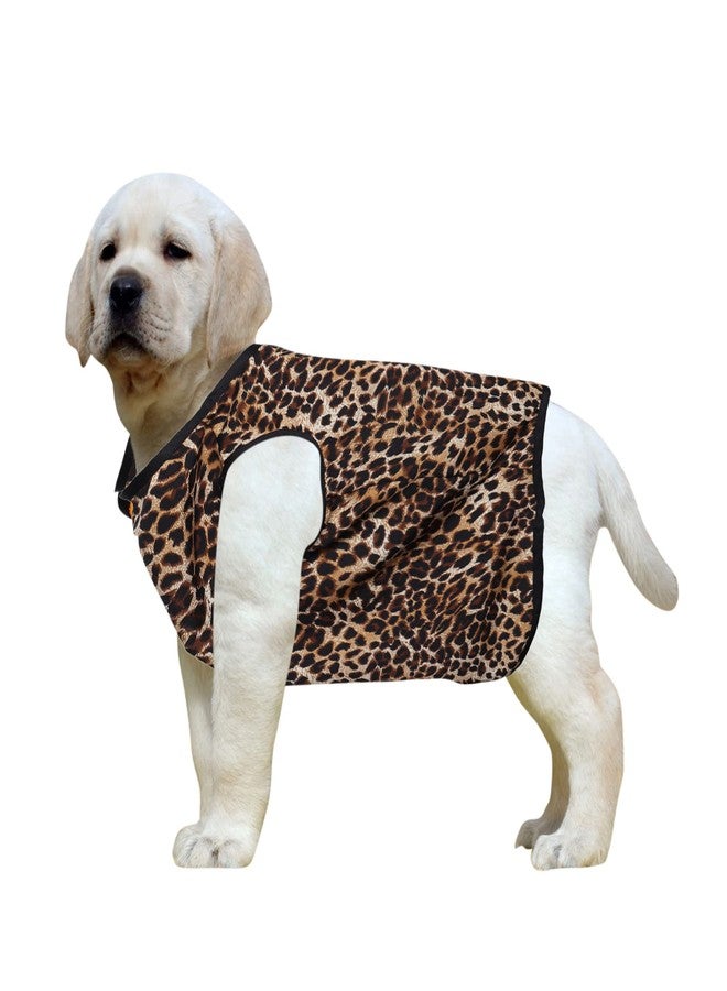 Western Era Funky Soft Cotton Dog T-Shirt | Comfortable & Breathable Dog Clothing | Sleeveless Vest Puppy Outfit |(Leopard Print) (Large) (22inches) - Image 1